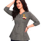 Floral Charm Embroidered Peplum Top
