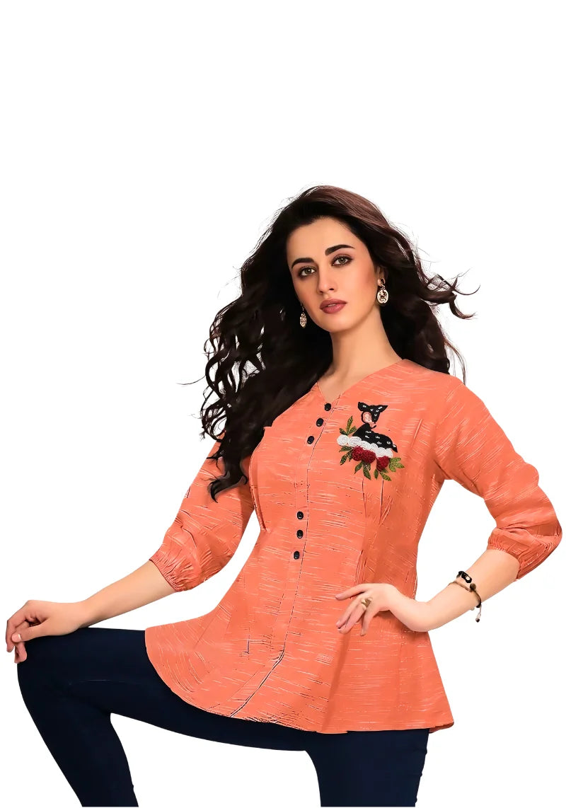 Floral Charm Embroidered Peplum Top