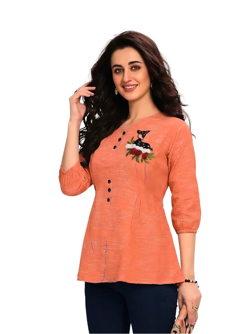 Floral Charm Embroidered Peplum Top