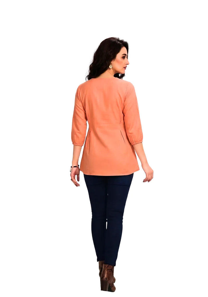 Floral Charm Embroidered Peplum Top