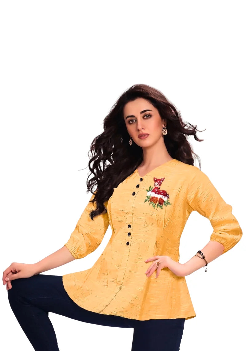 Floral Charm Embroidered Peplum Top