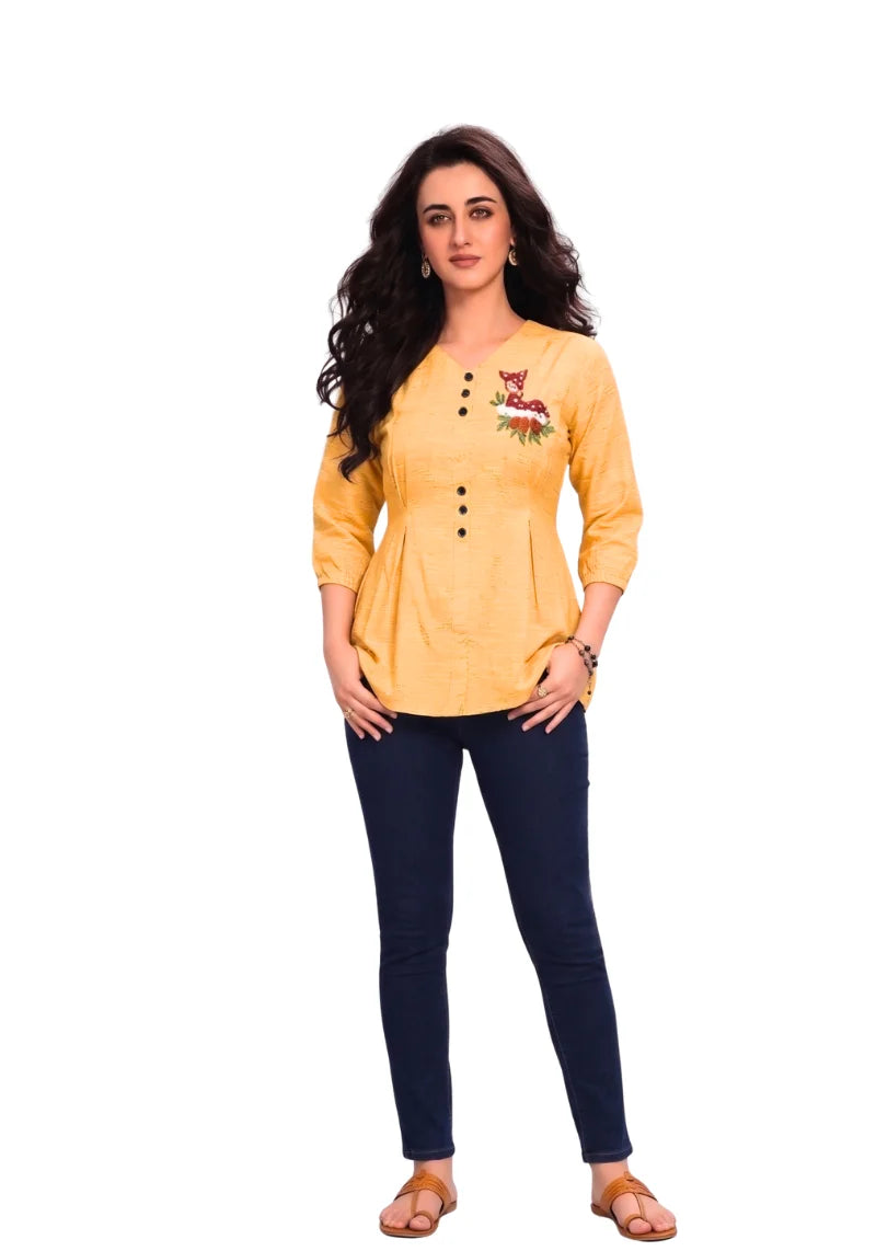 Floral Charm Embroidered Peplum Top