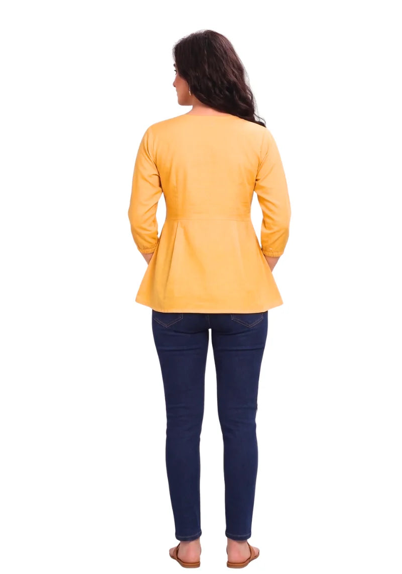 Floral Charm Embroidered Peplum Top
