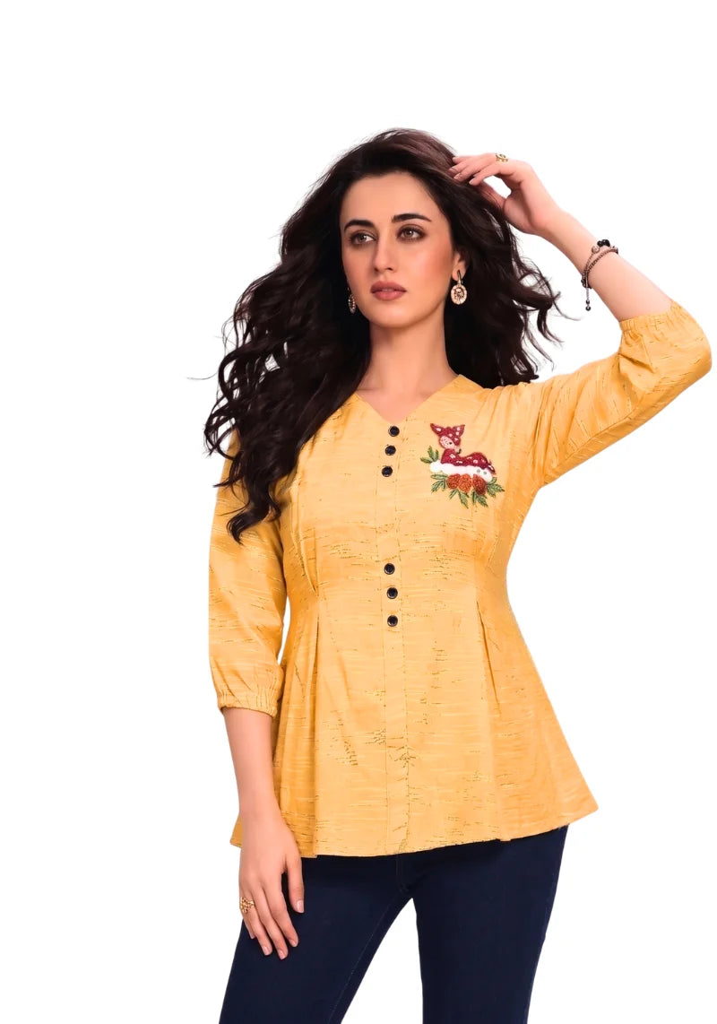 Floral Charm Embroidered Peplum Top