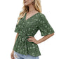 Floral Charm Printed Ruby Cotton Peplum Top