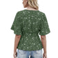 Floral Charm Printed Ruby Cotton Peplum Top