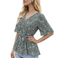 Floral Charm Printed Ruby Cotton Peplum Top