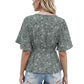 Floral Charm Printed Ruby Cotton Peplum Top