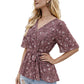 Floral Charm Printed Ruby Cotton Peplum Top