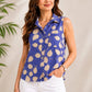 Women's Botanical Print Cotton Sleeveless Top