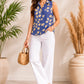 Women's Botanical Print Cotton Sleeveless Top