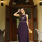 Party Wear Purple Halter Neck Western One Piece Dress