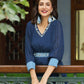 Shaded Georgette Blue Dress Close View 