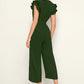 Stylish Olive Green Pleated Cap Sleeve Solid Jumpsuit