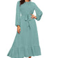 Elegant Raglan Sleeve Flounce Hem Swiss Dot Dress