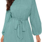 Elegant Raglan Sleeve Flounce Hem Swiss Dot Dress