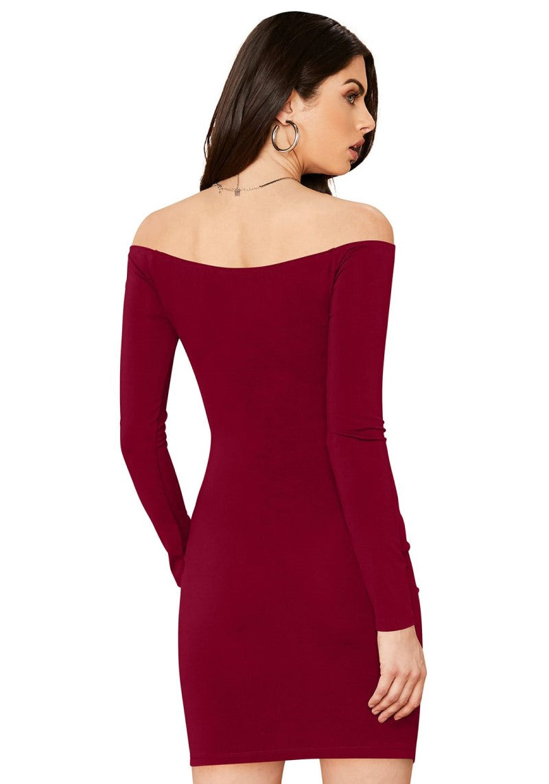 Cocktail Off Shoulder Ruched Bodycon Mini Dress