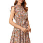 Designer Multi Floral Print Cap Sleeve Short Dress