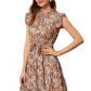 Designer Multi Floral Print Cap Sleeve Short Dress