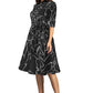 Chic Black A-Line Midi Dress with Vibrant Prints