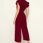 Stylish Maroon Pleated Cap Sleeve Solid Jumpsuit