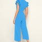 Captivating Blue Pleated Cap Sleeve Solid Jumpsuit