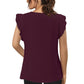 Wine Solid Cap Sleeves Top