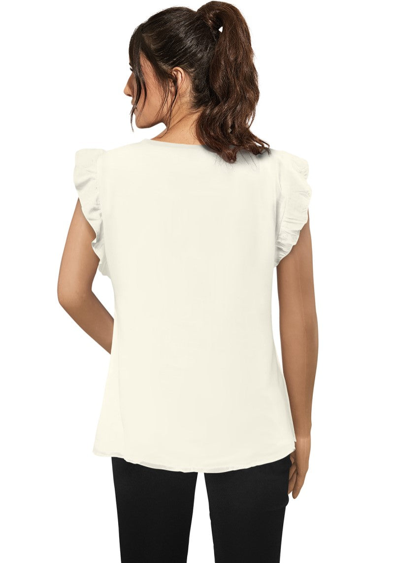 White Solid Cap Sleeve Top