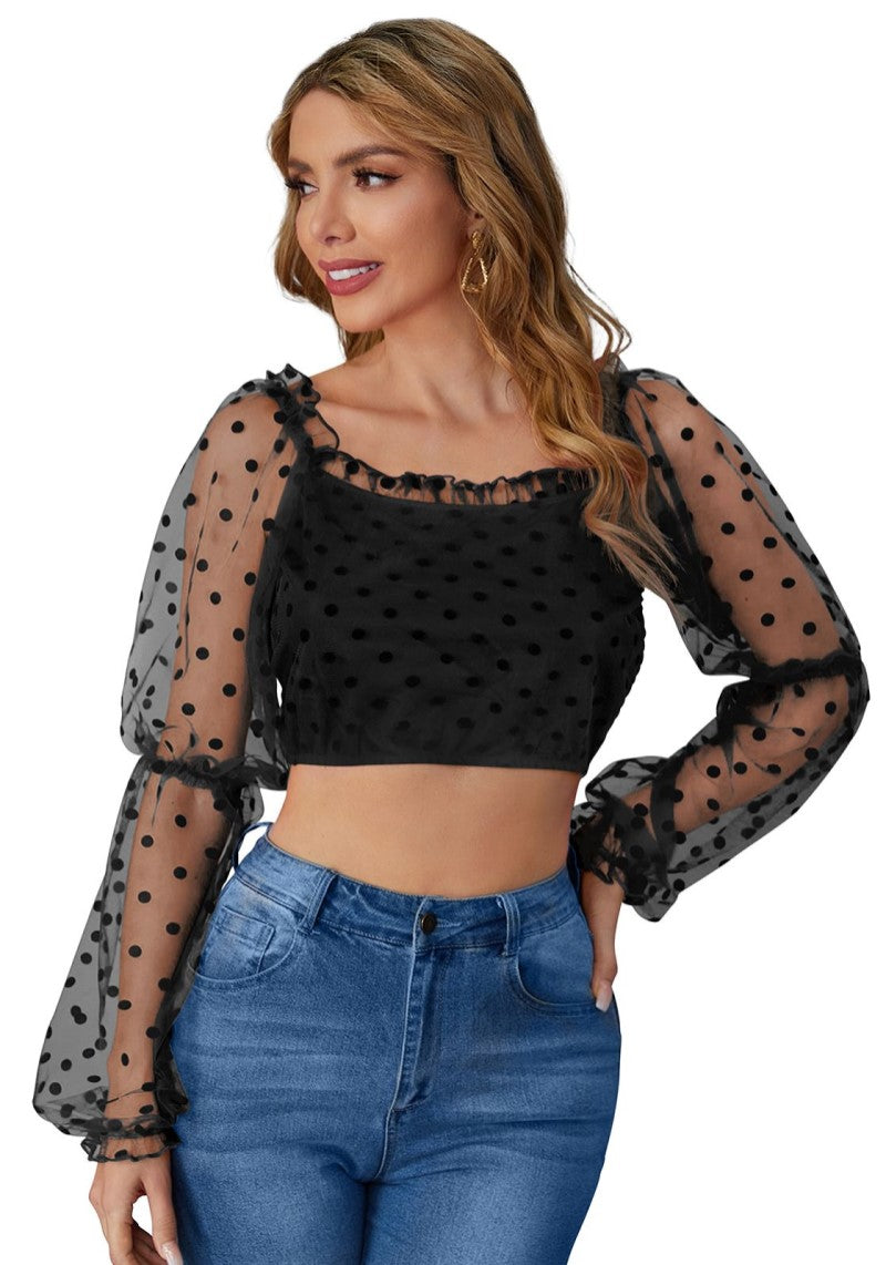 Designer Square Collared Trendy Crop Top