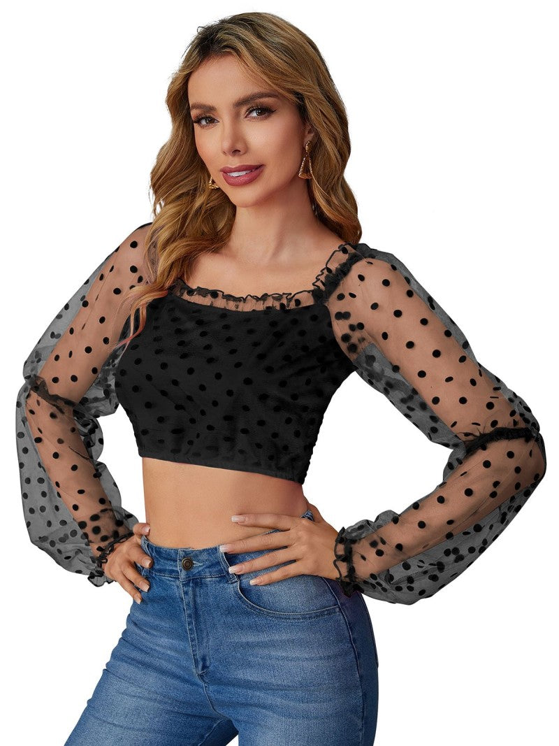 Designer Square Collared Trendy Crop Top