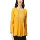 Vibrant Yellow  Embroidered Full Sleeves Top