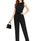 Black Solid Cocktail Maxi Jumpsuit with Waist Tie