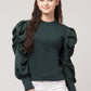 Teal Green Cotton Frill Sleeves Top