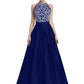 Designer Halter Neck Embroidered Banglori Silk Gown
