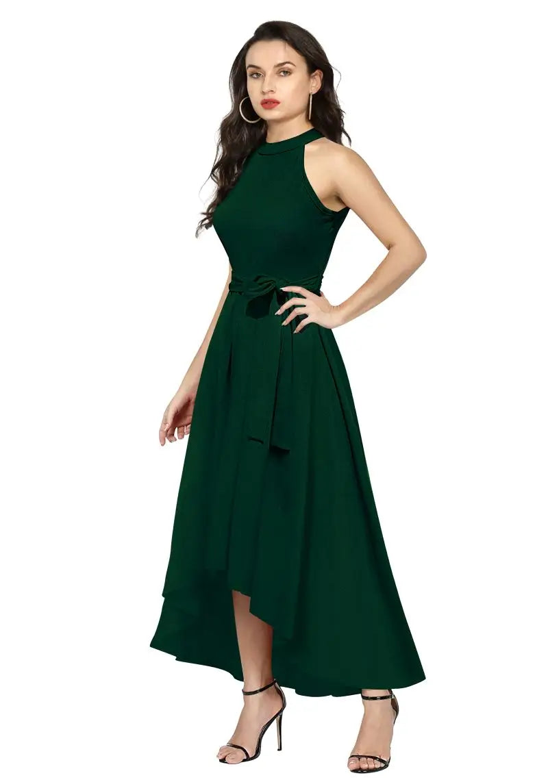 Buy BEFINEL Women's Dresses Solid Plain A Line Western Dress - Rayon One  Piece Fit & Flare Knee Length Dress - Green, Large - 40 Online at Best  Prices in India - JioMart.