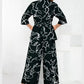 Monochrome Abstract Print Shirt & Culotte Co-Ord Set