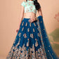 Elegant Dove Blue Mirror Work Embroidered Lehenga Set