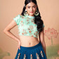 Elegant Dove Blue Mirror Work Embroidered Lehenga Set