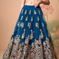 Elegant Dove Blue Mirror Work Embroidered Lehenga Set