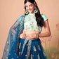 Elegant Dove Blue Mirror Work Embroidered Lehenga Set