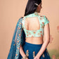 Elegant Dove Blue Mirror Work Embroidered Lehenga Set