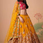 Yellow Embroidered Mirror Work Lehenga with Hot Pink Choli Charm