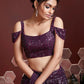 Purple Soft Net Sequins Embroidered Lehenga Choli