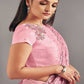 Designer Pink Embroidered Net Lycra Party Wear Saree
