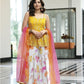 Party Wear Elegant Yellow Embroidered Sharara Suit With Net Dupatta