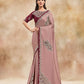 Beige Crepe Silk Resham Saree