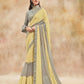 Party Wear Lemon Yellow Silk Georgette Cord Embroidered Saree