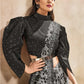 Party Wear Black Organza Cord and Mirror Embellished Saree