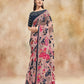 Party Wear Pink Organza Cord Embroidered Saree