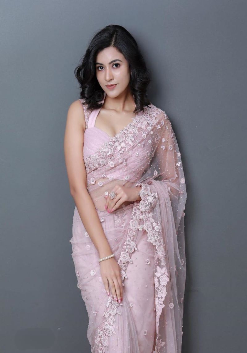 Elegant Pink C Pallu Organza Silk Embroidered Saree With  Blouse